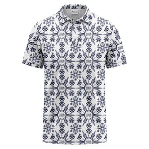 watercolor sunburst floral repeat pattern golf polo shirt