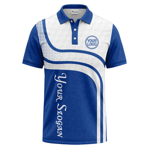 wave hexagon graphic golf polo shirt with custom logo