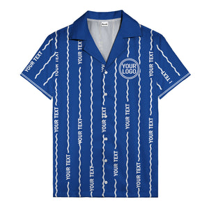 wavy line personalized hawaiian shirt with custom text & logo