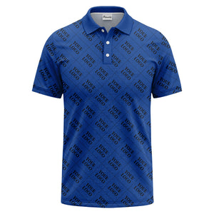 your logo diamond grid monochrome custom polo shirt for men