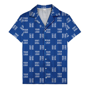 your logo repeat white on black modern graphic hawaiian shirt