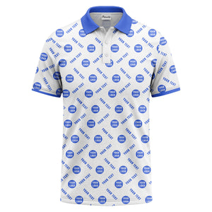 your name & logo repeat pattern all over print custom polo shirt