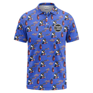 bald eagles golf bags fireworks patriotic polo shirt for men