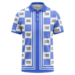 barcode graphic custom logo black white polo shirt for men