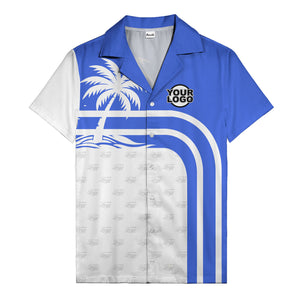 black and white palm trees curved stripes hawaiian shirt