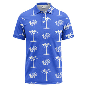 black gold palm trees & customizable logos graphic polo shirt