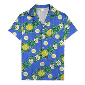 black pineapple & plumeria photographic all over hawaiian shirt