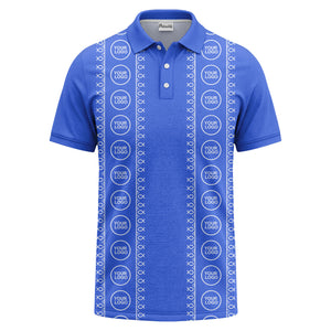 black white fish symbol repeat pattern golf polo shirt