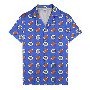 cartoon football field custom logo pattern black hawaiian shirt for men