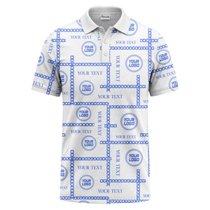 chain link grid custom logo monochrome polo shirt for men