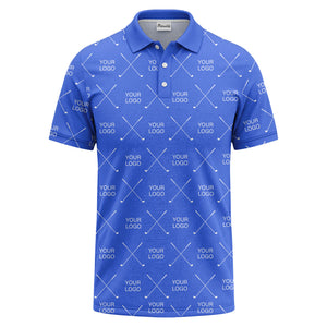 crossed golf clubs & logo repeat graphic polo shirt for men