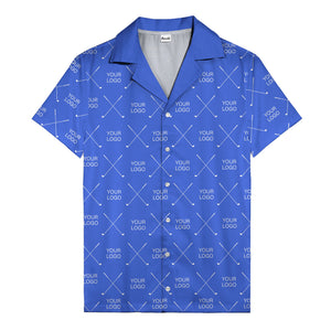 crossed golf clubs logo repeat pattern hawaiian shirt for men