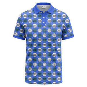 custom diamond grid circular logos polo shirt for men