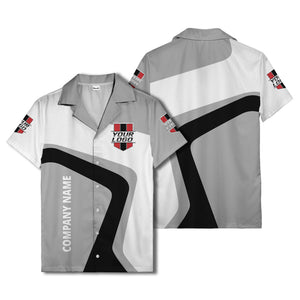 custom logo geometric stripe corporate hawaiian shirt for men