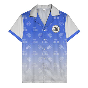 custom logo gradient fade black to white hawaiian shirt
