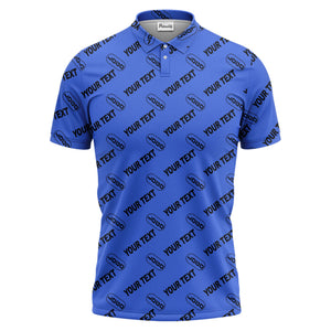 custom logo & monogram text repeat pattern black polo shirt for men