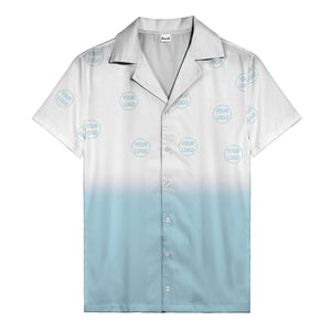 custom logo ombre gradient black white hawaiian shirt