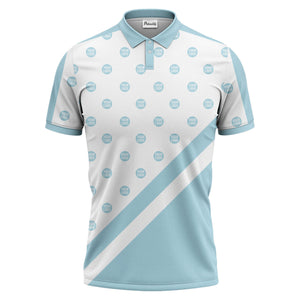 custom logo repeat diagonal stripe black & white polo shirt