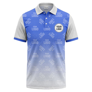 custom logo repeat gradient polo shirt for men in black & white