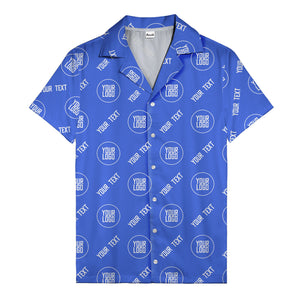 custom logo & text circle repeat black white hawaiian shirt for men
