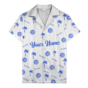 custom palm tree silhouette & name logo black white hawaiian shirt