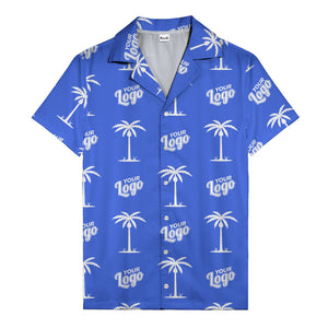 custom palm trees & your logo repeat black gold hawaiian shirt