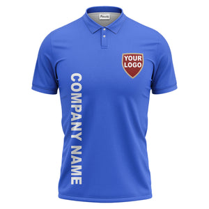 custom shield logo vertical text corporate branded polo shirt