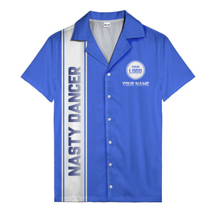 custom team logo striped black hawaiian shirt for spirit days