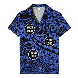 customizable logo circles pattern black hawaiian shirt for men