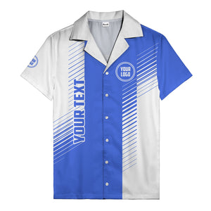 diagonal stripes & custom logo monochrome hawaiian shirt