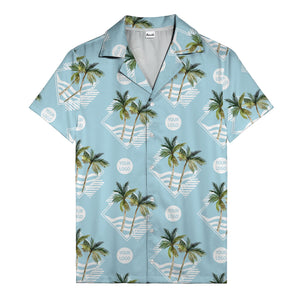 diamond waves & palm trees graphic hawaiian shirt for men
