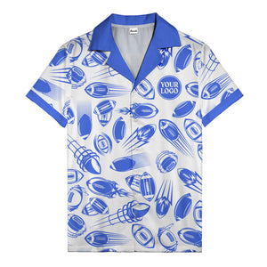 dynamic footballs & speed lines black white graphic hawaiian shirt for men