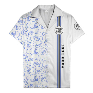 football helmets play diagrams cartoon sports hawaiian shirt for men