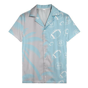 footballs & palm tree silhouettes black white graphic hawaiian shirt