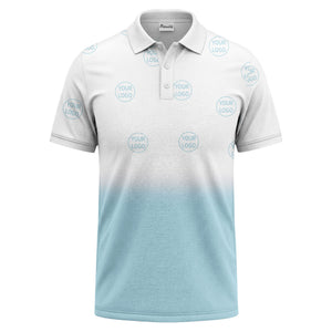 gradient black white custom logo repeat polo shirt