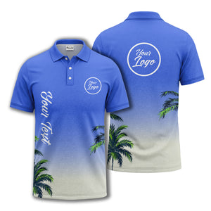 gradient fade palm trees silhouette polo shirt with custom text