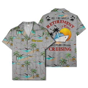 island paradise palm trees & sailboats sunset hawaiian shirt