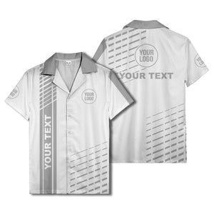 modern geometric stripes custom logo hawaiian shirt for men
