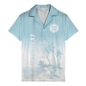 monochrome island scene palm trees & beach chair hawaiian shirt