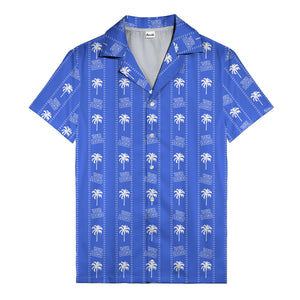 monochrome palm tree & signature logo stripe hawaiian shirt for men