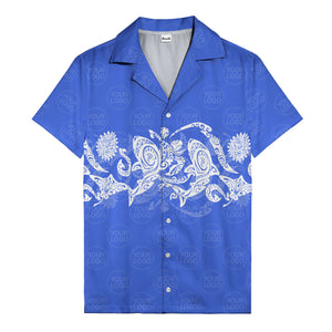 monochrome tribal turtle & sun motifs heritage hawaiian shirt