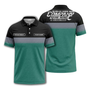 personalized department name gray stripe polo shirt for teams