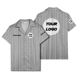 pinstripe baseball jersey hawaiian shirt with custom name & number
