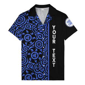 polynesian tribal swirls black white circular motifs hawaiian shirt for men