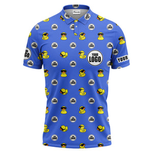 rubber duck repeat cartoon pattern custom logo black polo shirt for men