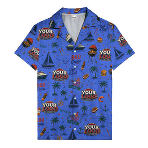 sailboats anchors ship wheels hamburger shrimp steak grill tools hawaiian shirt for men