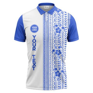 sea turtles hibiscus polynesian tribal black white polo shirt for men