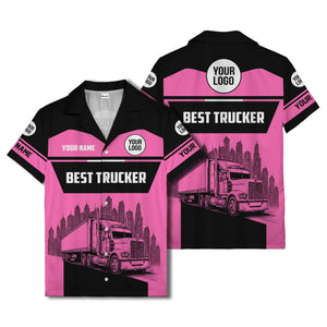 semi-truck cityscape hawaiian shirt for road-warrior professionals