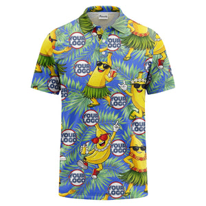 sunglass bananas luau palm leaves polo shirt for men