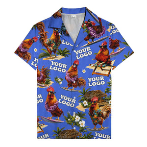 surfing roosters riding waves aloha hawaiian shirt with surfboards